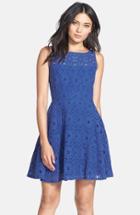 Women's Bb Dakota 'renley' Lace Fit & Flare Dress - Blue