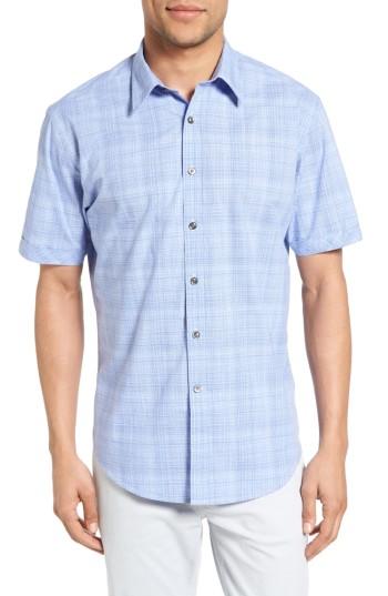 Men's James Campbell Astro Plaid Sport Shirt - Blue
