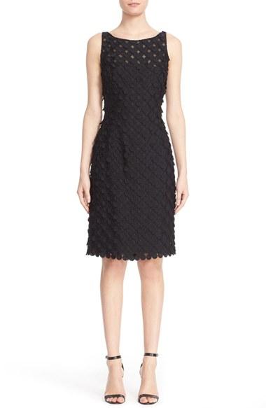 Women's Carmen Marc Valvo Couture Circle Applique Sleeveless Sheath Dress