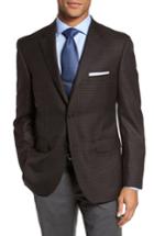 Men's Jb Britches Classic Fit Plaid Wool Sport Coat L - Brown