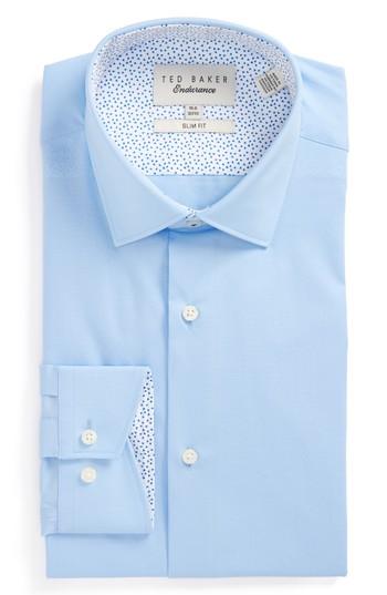 Men's Ted Baker London Booker Slim Fit Dress Shirt - 32/33 - Blue
