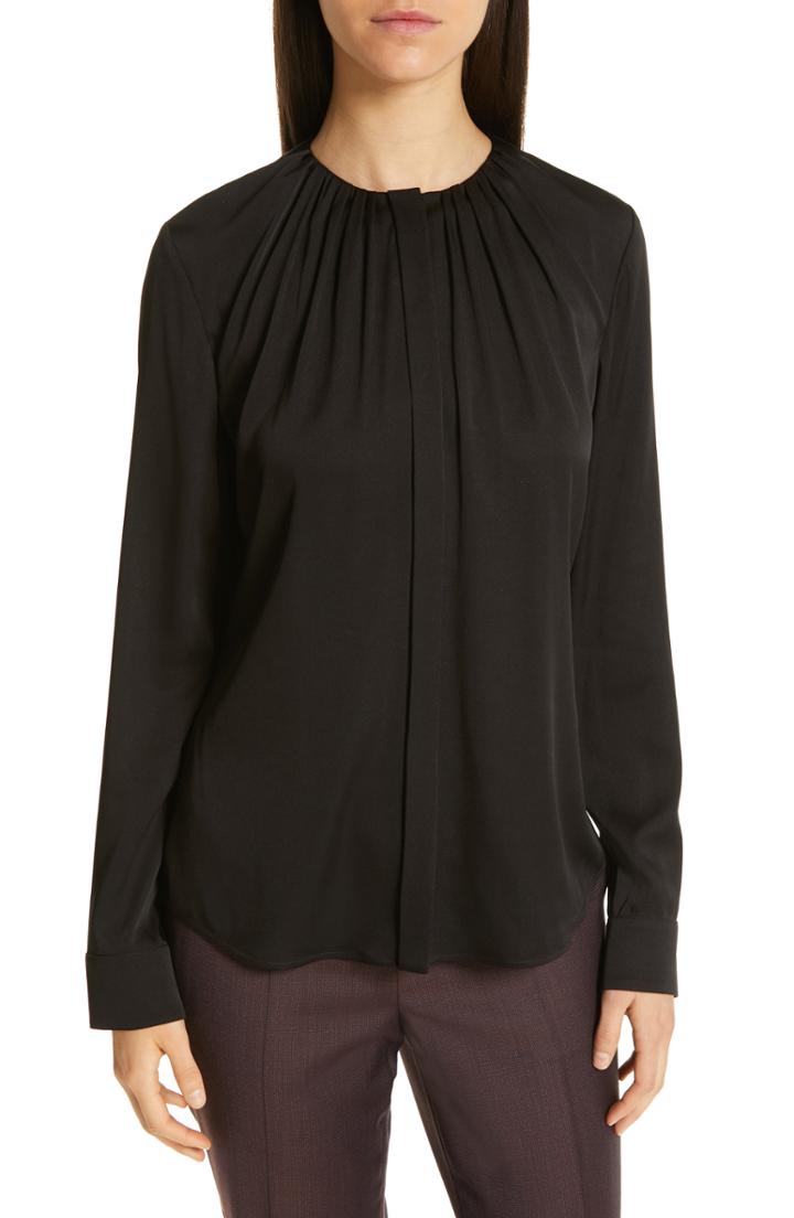 Women's Boss Banora Stretch Silk Blouse - Black