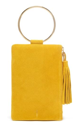 Thacker Nolita Ring Handle Suede Clutch - Yellow