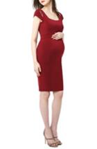 Women's Kimi And Kai Julie Cold Shoulder Body-con Maternity Dress - Burgundy