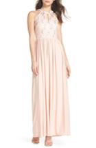 Women's Morgan & Co. Lace Bodice Keyhole Gown /2 - Pink