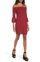 Women's One Clothing Off The Shoulder Rib Knit Dress - Red
