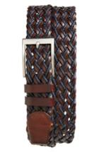 Men's Magnanni Woven Leather Belt - Mid-brown/ Navy