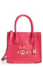 Michael Michael Kors Small Mercer Messenger Leather Tote - Pink
