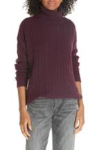 Women's Polo Ralph Lauren Side Slit Cable Turtleneck - Purple