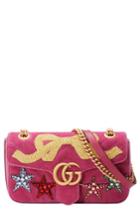 Gucci Small Gg Marmont 2.0 Matelasse Velvet Shoulder Bag - Pink
