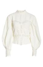 Women's Isabel Marant Lyneth Lace Inset Linen Blouse Us / 38 Fr - White
