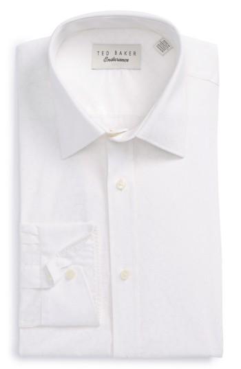 Men's Ted Baker London Endurance Trim Fit Print Dress Shirt .5 - 34/35 - White