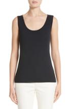 Women's Lafayette 148 New York Metallic Trim Modern Ribbed Tank, Size - Blue