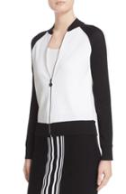 Women's St. John Collection Jersey Knit Bomber Jacket, Size - White