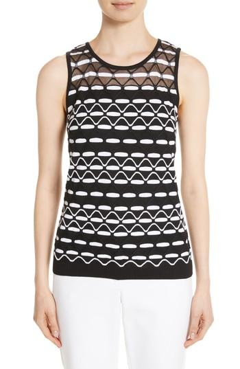 Women's St. John Collection Textural Wave Knit Shell, Size - Black
