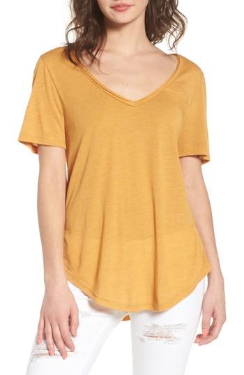 Women's Bp. Raw Edge V-neck Tee, Size - Yellow