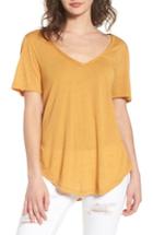 Women's Bp. Raw Edge V-neck Tee, Size - Yellow
