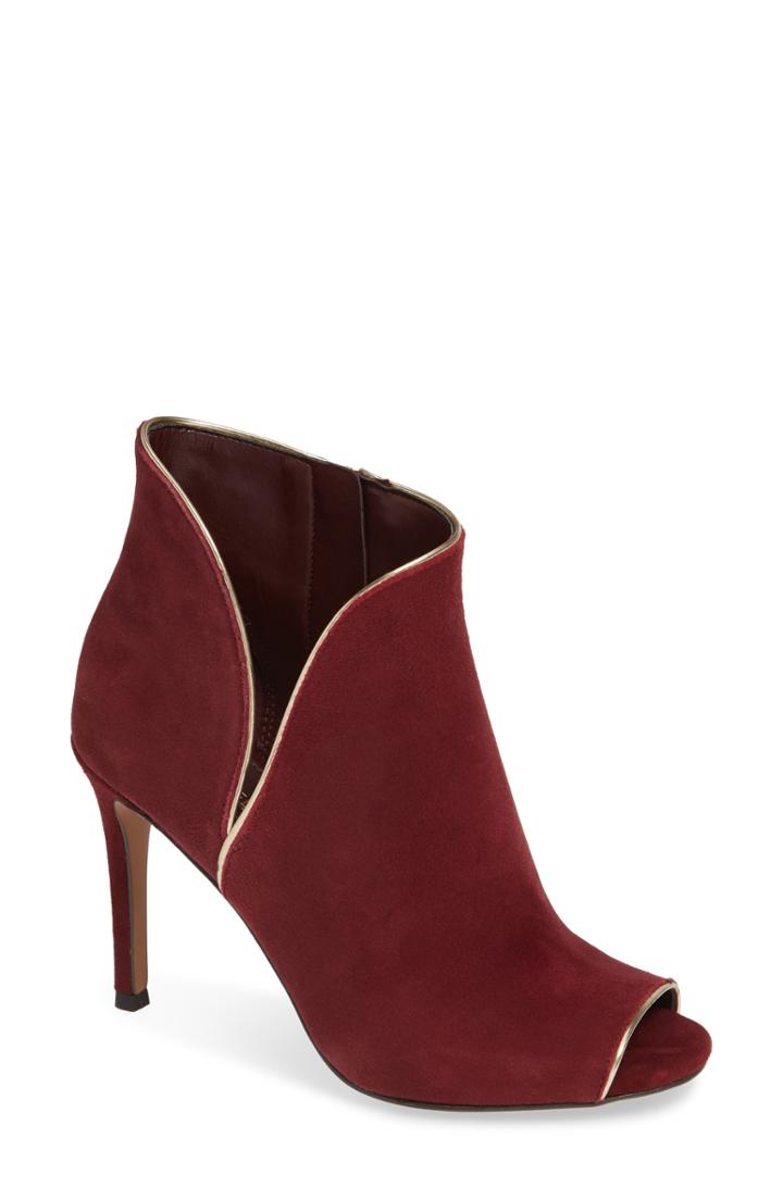 Women's Michael Michael Kors Harper Open Toe Bootie .5 M - Burgundy