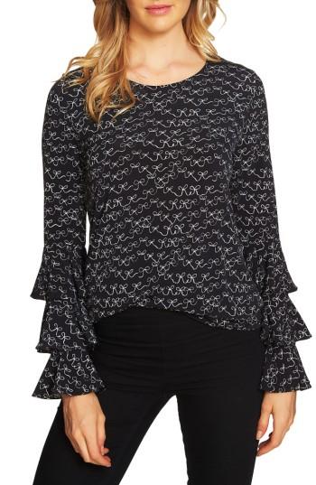 Women's Cece Danity Tiered Ruffle Bell Sleeve Top - Black