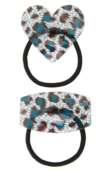 Igou Set Of 2 Leopard Print Ponytail Holders
