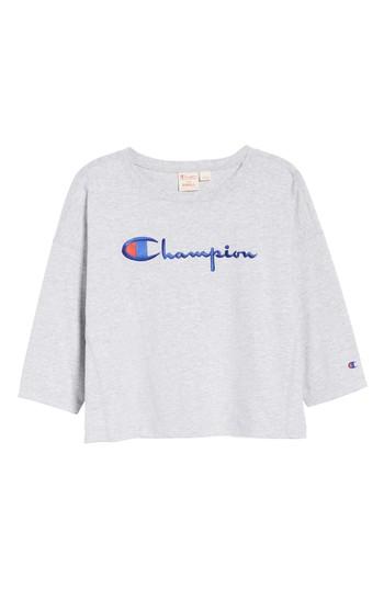 Women's Champion Logo Crop Tee - Grey