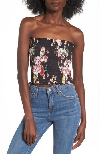 Women's Afrm Ellie Smocked Crop Top - Black