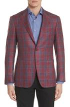 Men's Canali Regular Fit Wool Blend Plaid Sport Coat Us / 50 Eu R - Red