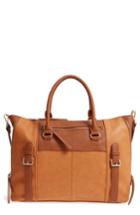Sole Society Buckle Faux Leather Tote - Brown