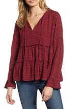 Women's Lucky Brand Tiered Peasant Top - Red