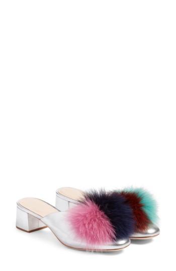 Women's Loeffler Randall Lulu Genuine Fox Fur Mule M - Metallic