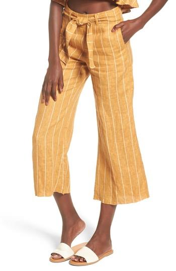 Women's Faithfull The Brand Como Wide Leg Crop Linen Pants - Yellow