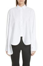 Women's Valentino Scallop Hem Poplin Trapeze Shirt - White