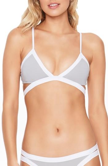 Women's L Space Domino Platinum Bikini Top - Grey
