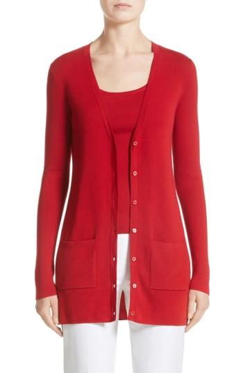 Women's Michael Kors Super Cashmere Long Cardigan - Red