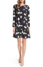Women's Halogen Button Back Ruffle Hem Dress, Size - Black