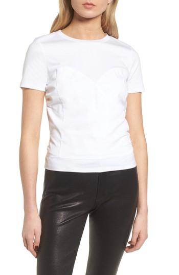 Women's Trouve Poplin Mix Tie Waist Bustier Top, Size - White