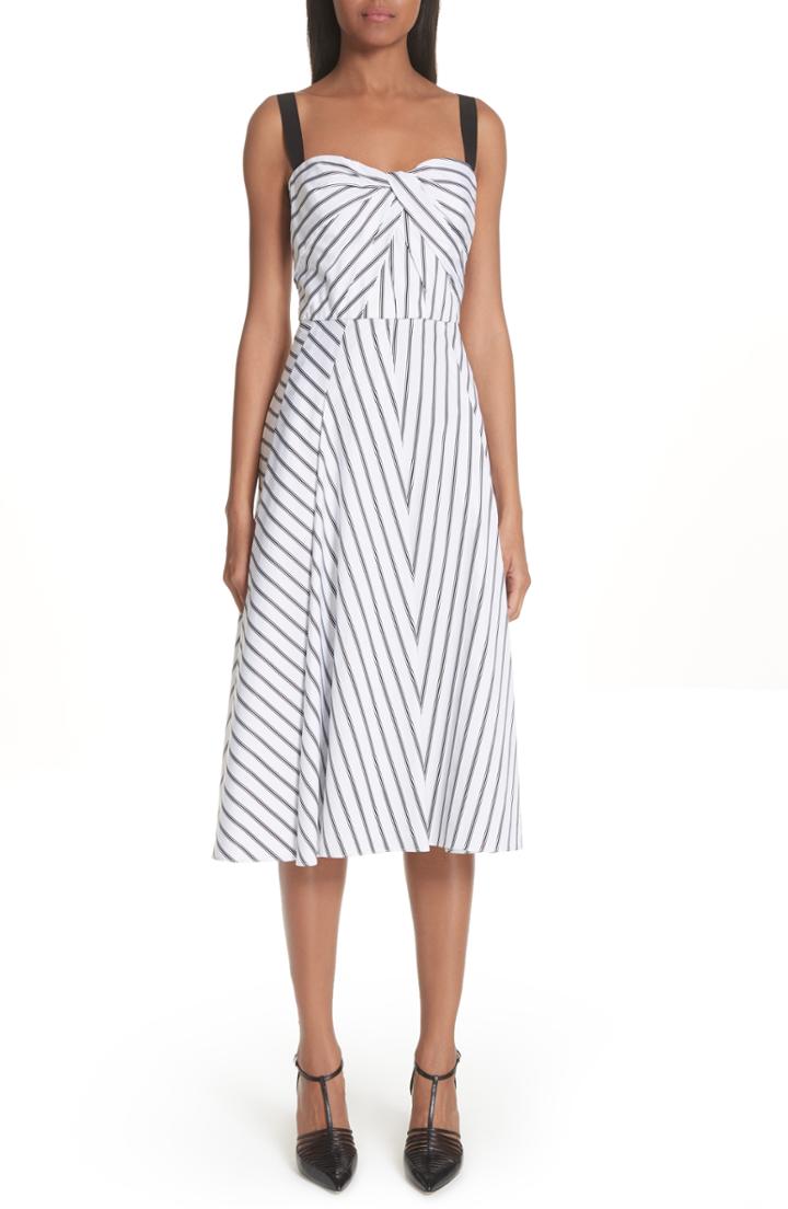 Women's Jason Wu Dobby Stripe Cotton Poplin A-line Dress
