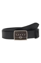 Men's Gucci Plack Logo Leather Belt 0 Eu - Black
