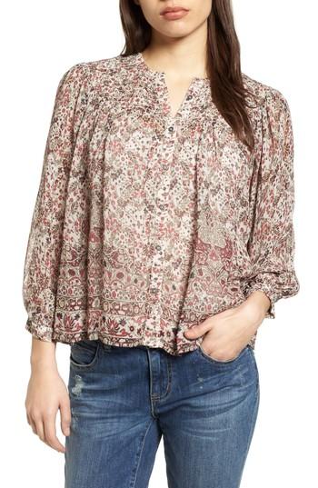 Women's Velvet By Graham & Spencer Sebastian Printed Peasant Top - Black