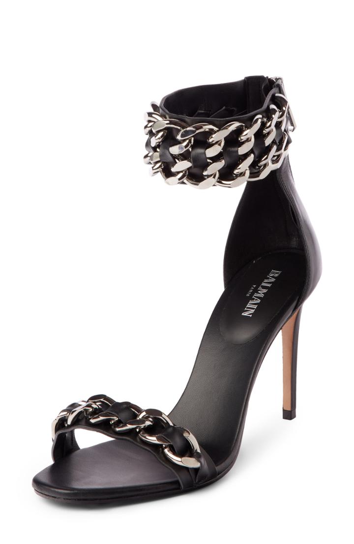 Women's Balmain Chain Ankle Strap Sandal Us / 36eu - Black