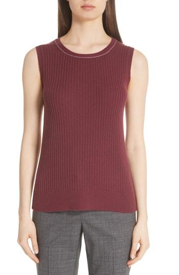Women's Lafayette 148 New York Ribbed Cashmere Tank Top - Burgundy