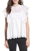 Women's Bp. Ruffle Cotton Eyelet Top, Size - White
