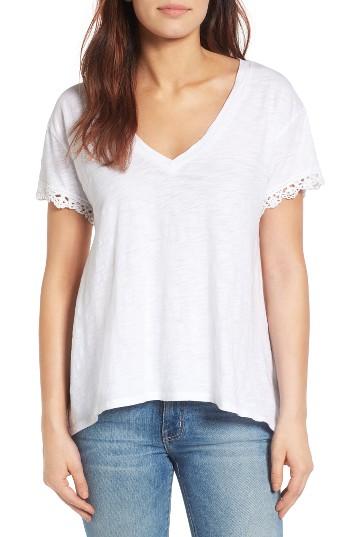 Women's Press Lace Trim High/low Tee - White