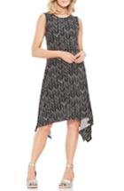 Women's Vince Camuto Herringbone Sharkbite Hem Dress, Size - Black