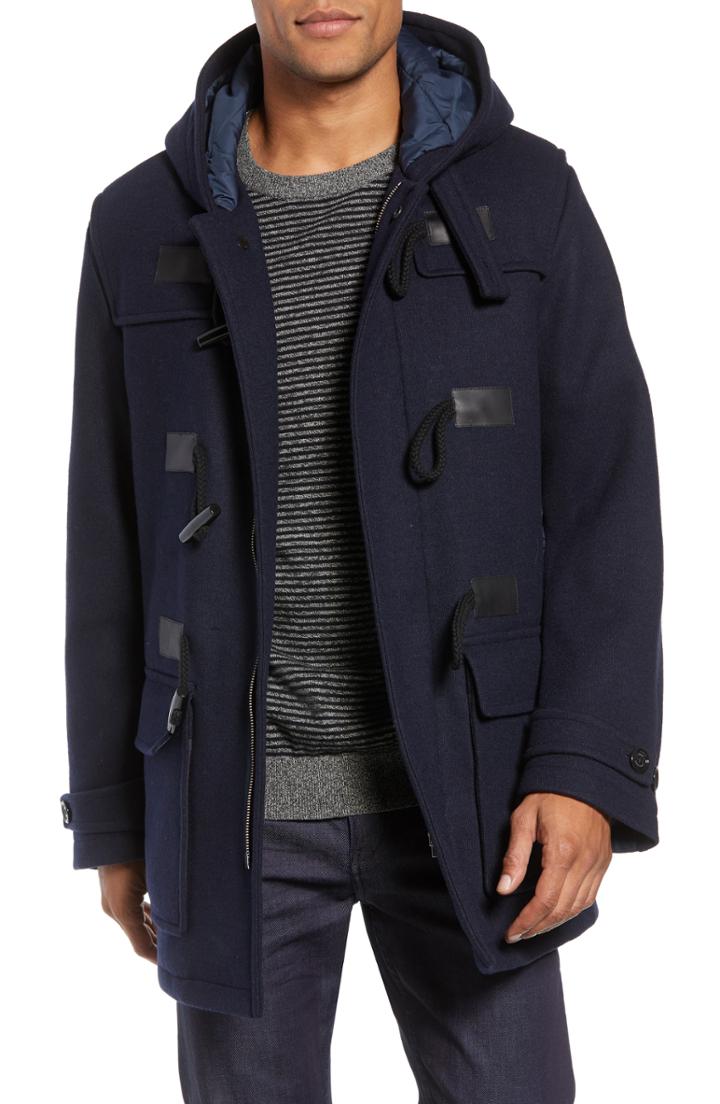Men's Boss Casil Mixed Media Duffle Coat R - Blue
