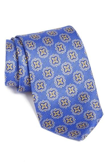 Men's David Donahue Medallion Silk Tie, Size - Blue