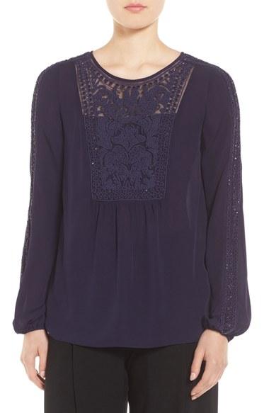 Women's Elie Tahari Beaded Silk Blouse