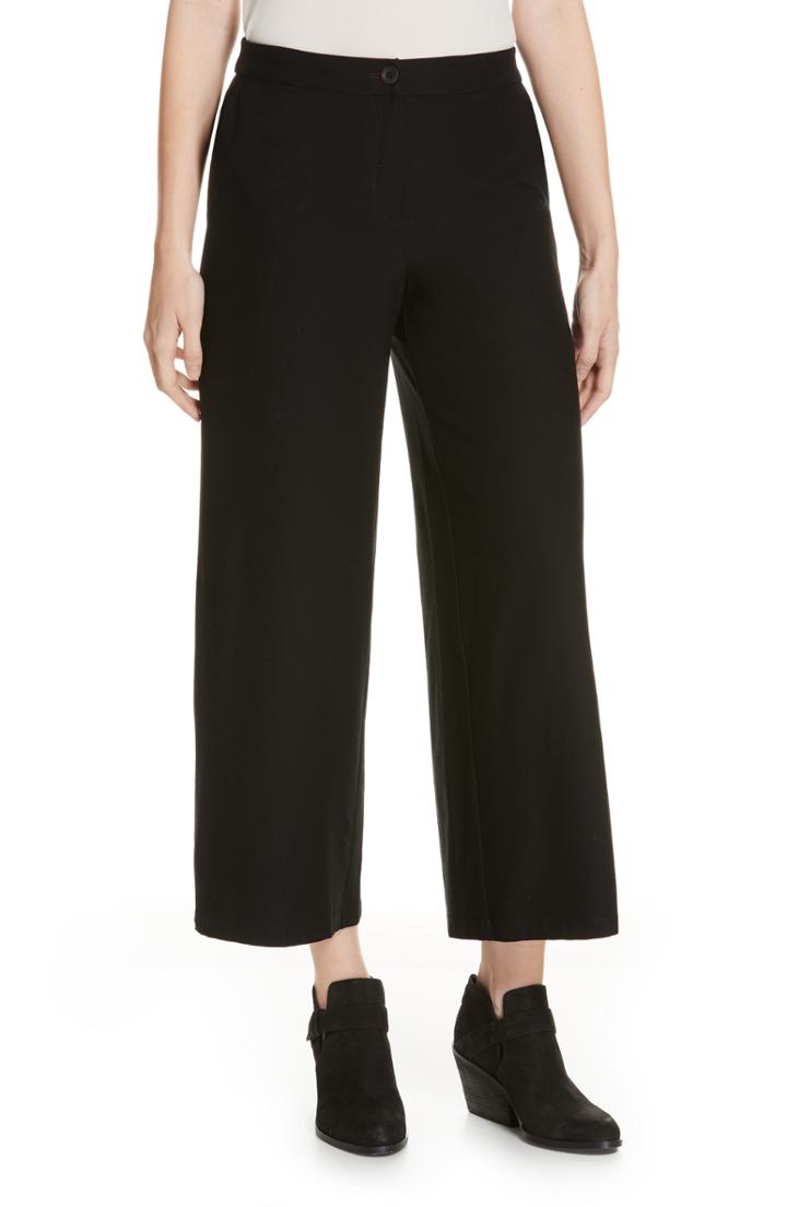 Women's Eileen Fisher High Waist Ankle Pants - Black