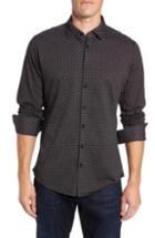 Men's Stone Rose Regular Fit Print Sport Shirt - Black