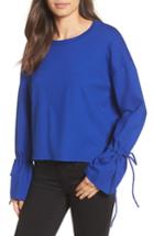 Petite Women's Halogen Cinch Cuff Sweatshirt, Size P - Blue